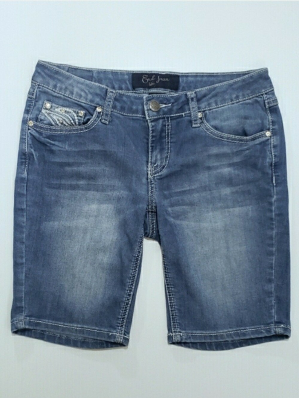 Earl Jeans Embroidered Bling Stretch Bermuda Shorts